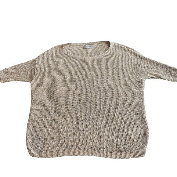 Falconeri Womens M Artisian Italian Knit Sweater Gold Linen Blend‎